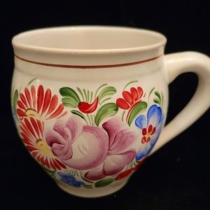 Beautiful Handcrafted and Handpainted Czek Pottery Mug. Signed and numbered.